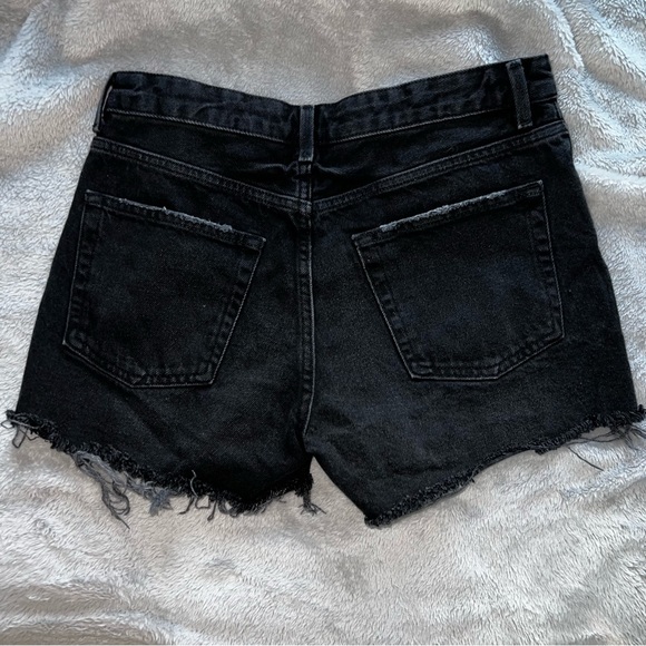 TOPSHOP Moto Denim Jean Shorts Distressed Mid Rise Ashley Size 6 Black - Picture 4 of 5